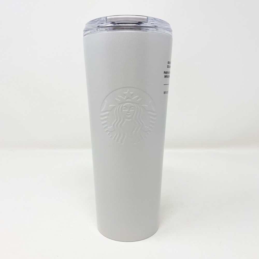 STARBUCKS WEDDING Pearl White Shimmer Stainless Steel Cold Brew‎ Tumbler